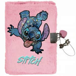 PAMIĘTNIK PLUSZOWY STICH Paso Lilo i Stitch Disney różowy z kłódką