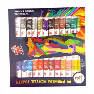 Farby akrylowe TBC 24 KOLORY TUBKI 12 ml piękne żywe kolory