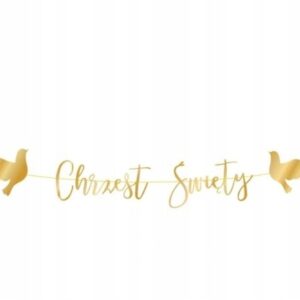 BANER biało złoty Chrzest Święty ZŁOTY GOŁĄB