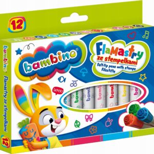 Flamastry Pisaki ze stempelkami Bambino 12 kolorów