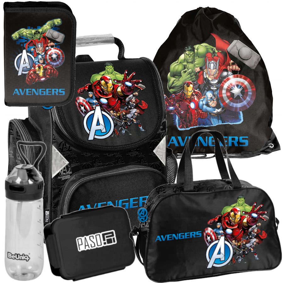 TORNISTER ZESTAW SZKOLNY PASO plecak AVENGERS klasa 1-3 marvel ZESTAW 6EL