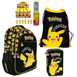PLECAK ZESTAW SZKOLNY St.Majewski tornister POKEMON 3EL + FIGURKA GRATIS
