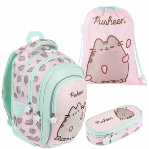 PLECAK ZESTAW SZKOLNY St.Majewski tornister PUSHEEN różowy klasa 1-3 3el