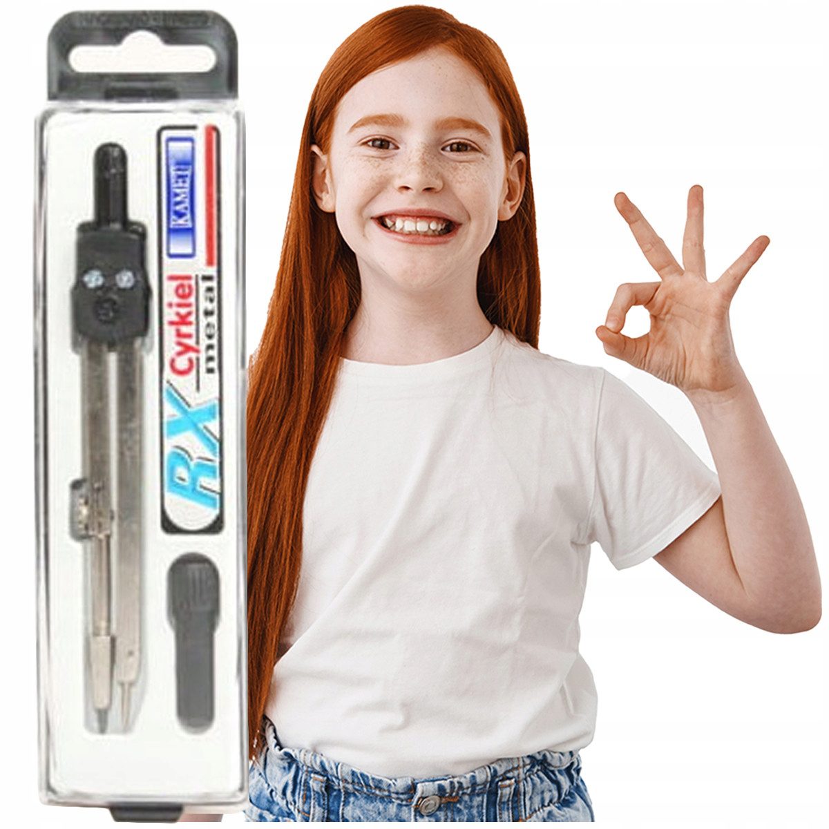 Cyrkiel techniczny RX szkolny w etui KAMET GRAFIT - obrazek 2