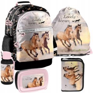 PLECAK ZESTAW SZKOLNY PASO tornister HORSES klasa 1-3 ZESTAW 5EL konie