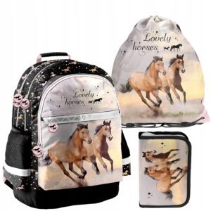 PLECAK ZESTAW SZKOLNY PASO tornister HORSES klasa 1-3 ZESTAW 3EL konie