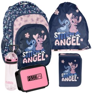 PLECAK ZESTAW SZKOLNY PASO tornister STITCH disney klasa 1-3 ZESTAW 5EL