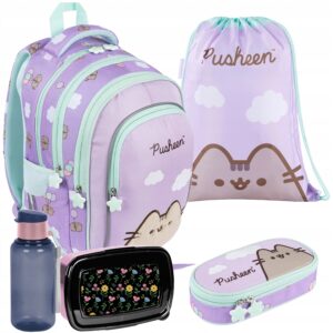 PLECAK ZESTAW SZKOLNY St.Majewski tornister PUSHEEN fioletowy klasa 1-3 5el