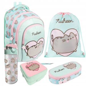 PLECAK ZESTAW SZKOLNY St.Majewski PUSHEEN miętowy klasa 1-3 5 el.